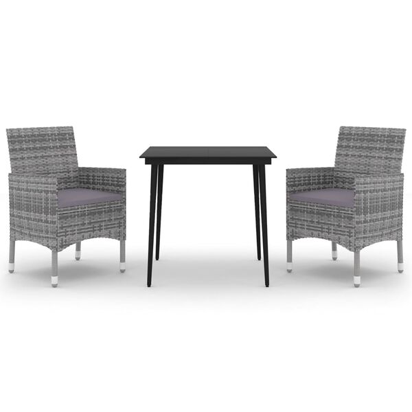 vidaXL 3-cz. zestaw mebli ogrodowych z poduszkami, rattan PE i szkło