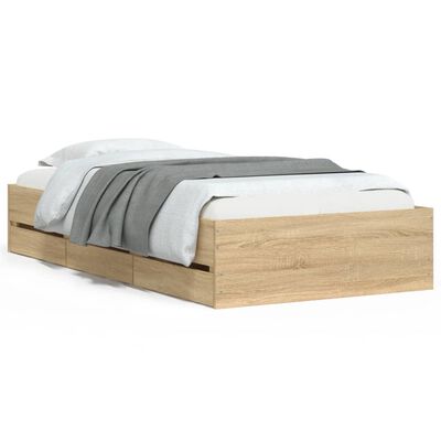 vidaXL Rama łóżka z szufladami, dąb sonoma, 90x190 cm