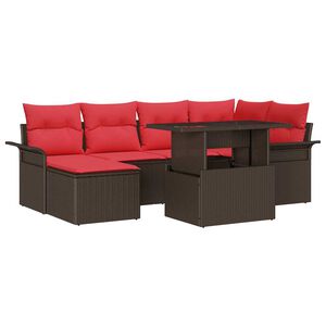 vidaXL Zestaw Sof na Ogr&oacute;d 7 szt. Brązowy [Syntetyczny]: Rattan poli