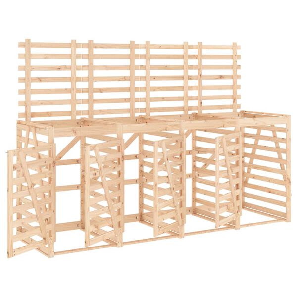 vidaXL Obudowa na 4 kosze na śmieci, lite drewno sosnowe