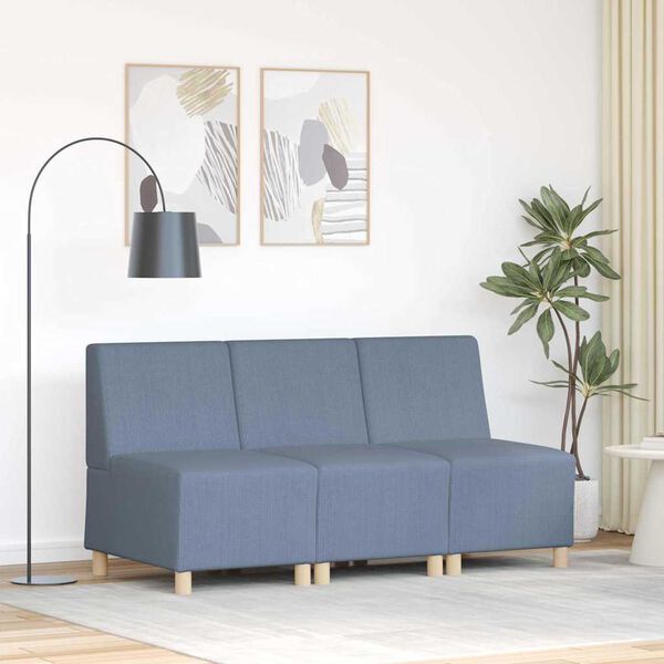 vidaXL Modułowa sofa bez podłokietnik&oacute;w 3 pcs Niebieski