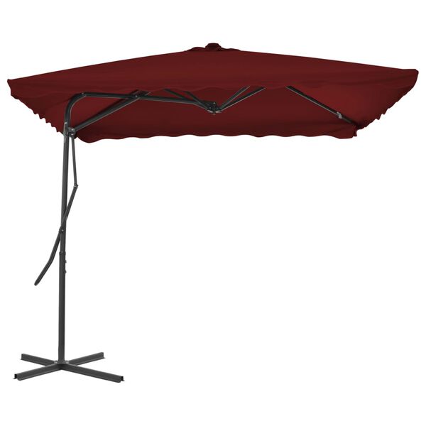 vidaXL Parasol ogrodowy na stalowym słupku, bordowy, 250x250x230 cm