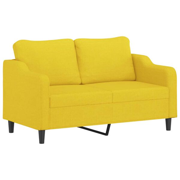 vidaXL 2-osobowa sofa z poduszkami, jasnoż&oacute;łta, 140 cm, tkanina