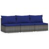 vidaXL 3-osobowa sofa ogrodowa z poduszkami, szary rattan PE