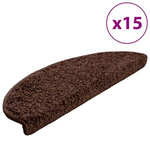 vidaXL Maty na schody 15 szt. 65x21x4 cm Brązowe p&oacute;łokrągłe duże