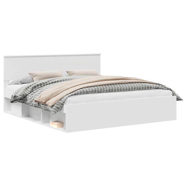 vidaXL Ramka ł&oacute;żka Z zagł&oacute;wkiem Biały 180 x 200 cm Lite drewno sosnowe