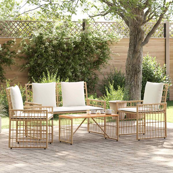 vidaXL Zestaw Mebli Ogrodowych 4 pcs Naturalny i Kremowy Biały
