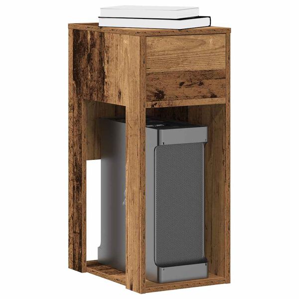 vidaXL Stojak pod komputer z szufladą, stare drewno, 30x44x74 cm