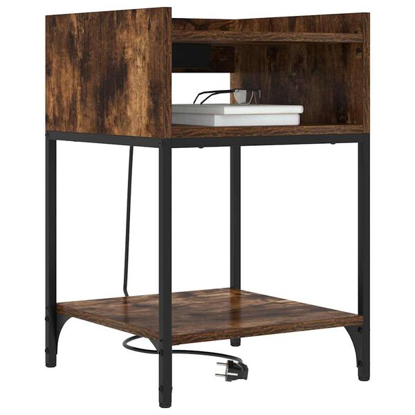 vidaXL Szafka Nocna z p&oacute;łką Dąb wędzony 40 x 40 x 61 cm