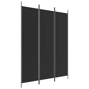 vidaXL Parawan 3-panelowy, czarny, 150x200 cm, tkanina