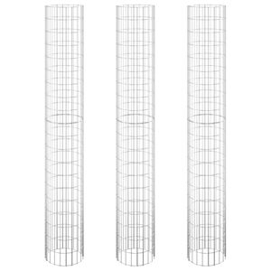 vidaXL Okrągłe donice gabionowe, podniesione, 3 szt., stal, &Oslash;30x200 cm