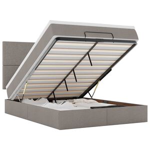 vidaXL Rama ł&oacute;żka otomana z materacem, taupe, 140x200 cm, tkanina