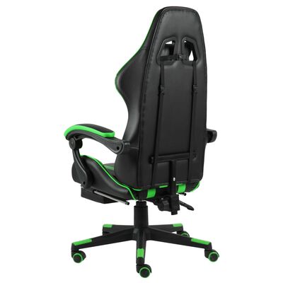 vidaXL Fotel dla gracza z podnóżkiem, czarno-zielony, sztuczna skóra