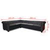 vidaXL Sofa rogowa Chesterfield sześcioosobowa czarna, sztuczna skóra