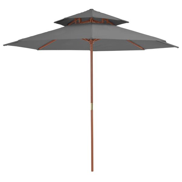 vidaXL Parasol ogrodowy z podwójnym daszkiem, 270 cm, antracytowy