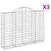 vidaXL Kosze gabionowe, 3 szt, 200x30x140/160 cm, galwanizowane żelazo