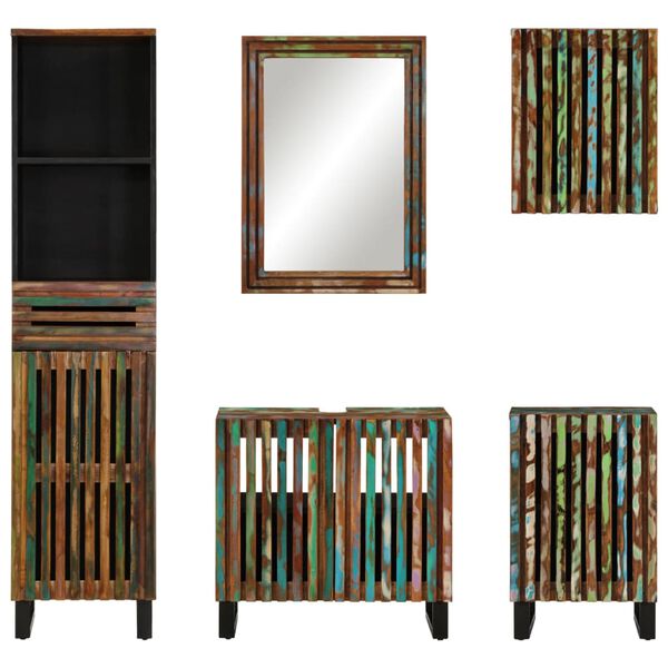 vidaXL 5-cz. zestaw mebli łazienkowych, lite drewno akacjowe