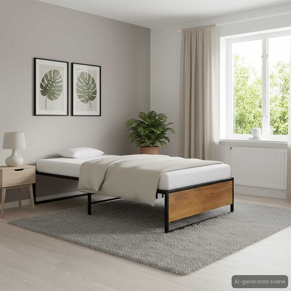 vidaXL Rama łóżka, czarna, metalowa, 100 x 200 cm