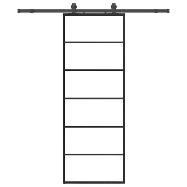 vidaXL Drzwi przesuwne z zestawem okuć czarne 76x205 cm ESG szkło