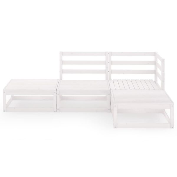 vidaXL 4-cz. zestaw mebli wypoczynkowych do ogrodu, biały, sosnowy