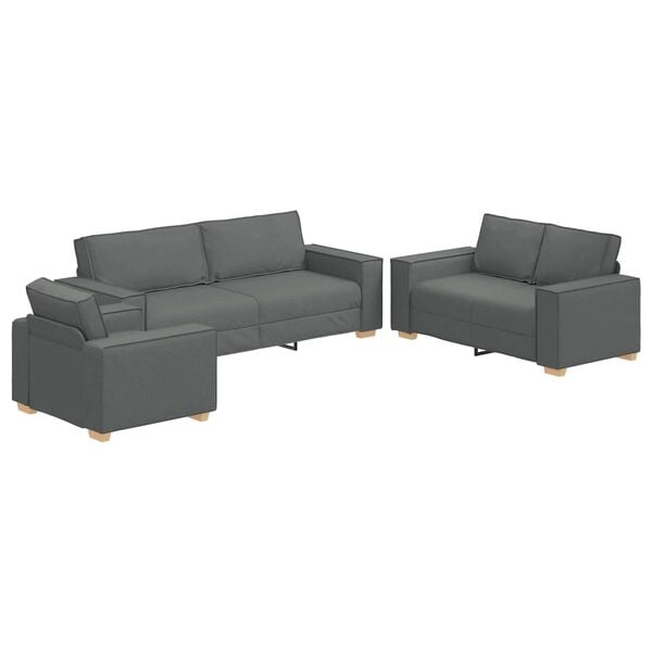 vidaXL Sofa 3 pcs Ciemnoszary 220 x 80 x 84 cm Tkanina lniana