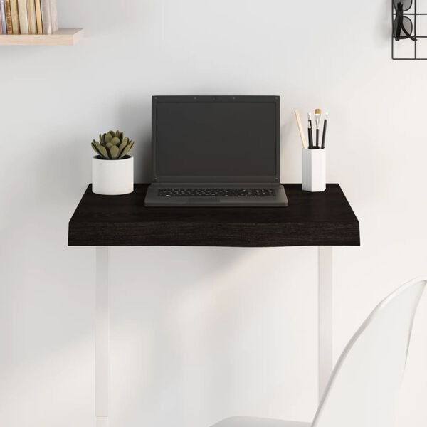 vidaXL Blat stołu, ciemnobrązowy, 60x40x(2-6) cm, lite drewno dębowe