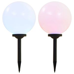 vidaXL Kuliste lampy solarne na zewnątrz, 2 szt., LED, 30 cm, RGB