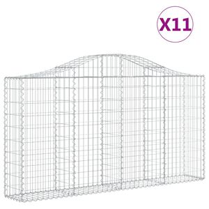 vidaXL Kosze gabionowe, 11 szt, 200x30x100/120cm, galwanizowane żelazo