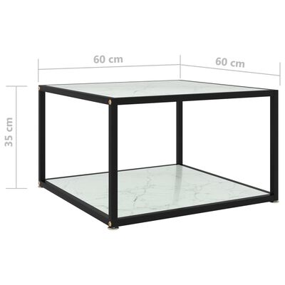 vidaXL Stolik kawowy, biały, 60x60x35 cm, szkło hartowane