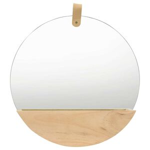 vidaXL Lustro ścienne z p&oacute;łką z litego drewna sosnowego, 35 cm