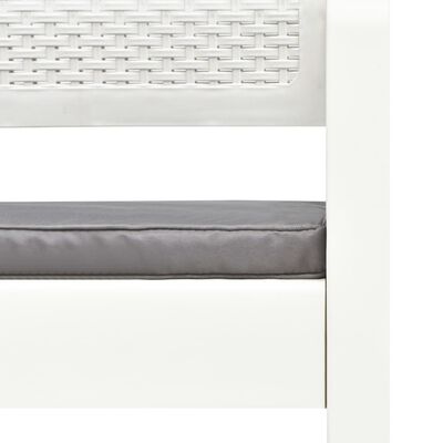 vidaXL 2-os. ławka ogrodowa z poduszkami, 120 cm, plastik, biała