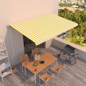 vidaXL Automatycznie zwijana markiza, 500 x 300 cm, ż&oacute;łto-biała