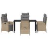 vidaXL Zestaw do jadalni w ogrodzie z poduszką 5 pcs Beżowy polirattan