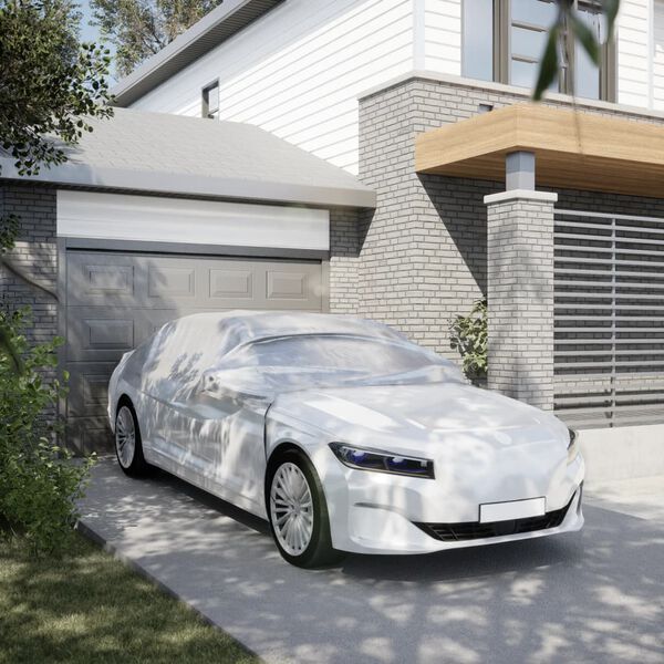 vidaXL Pokrowiec na g&oacute;rną część samochodu, z haczykami, srebrny, XL