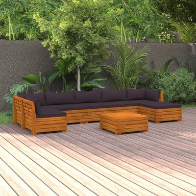 vidaXL 8-cz. zestaw wypoczynkowy do ogrodu, z poduszkami, lita akacja