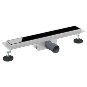 vidaXL Odwodnienie prysznicowe z osłoną szklaną Czarny 50 cm