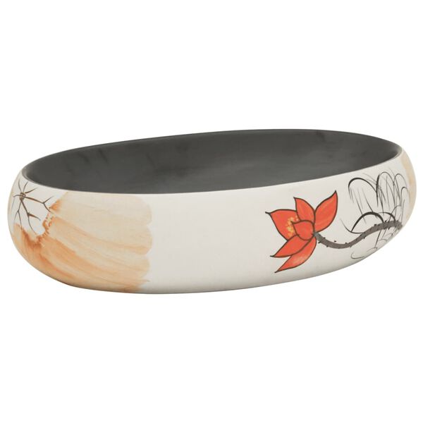 vidaXL Umywalka nablatowa, wielokolorowa, owalna, 59x40x15 cm