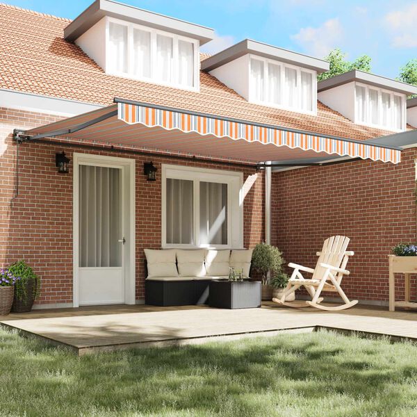 vidaXL Markiza zwijana Niebieski i Pomarańczowy 450 &times; 300 cm