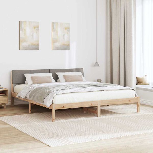 vidaXL Rama ł&oacute;żka Brązowy i taupe 200 x 200 cm Lite drewno sosnowe