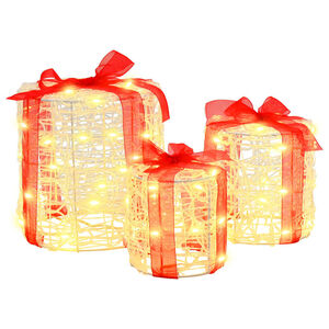 vidaXL Dekoracja Pudełka Prezentowego 3 szt. 60 LED Ciepła biel Akryl