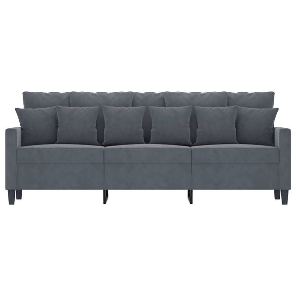 vidaXL Sofa 3-osobowa, ciemnoszara, 180 cm, obita aksamitem
