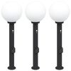 vidaXL Lampy słupkowe z czujnikiem i gniazdkiem 3 szt. 80 cm, czarne, IP44