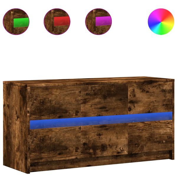 vidaXL Szafka pod TV z LED, przydymiony dąb, 100x34x50 cm