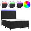 vidaXL Ł&oacute;żko kontynentalne z materacem i LED, czarny aksamit 140x190cm