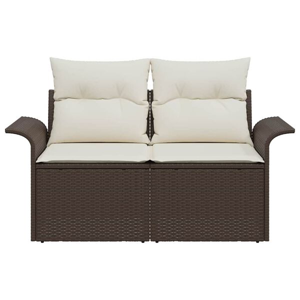 vidaXL Sofa Ogrodowa z poduszką Brązowy 141 x 62 x 69cm polirattan
