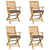 vidaXL Krzesło składane z poduszką 4 pcs Szary 49 x 57.5 x 92cm