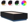vidaXL Rama ł&oacute;żka z LED, czarna, 75x190 cm, materiał drewnopochodny