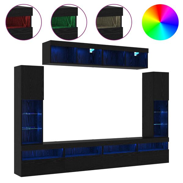 vidaXL Zestaw szafek RTV 6 pcs Czarny dąb Materiał drewnopochodny