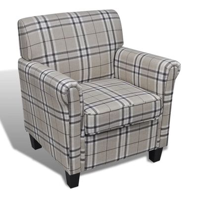 vidaXL Fotel z poduszką, kremowy, tkanina