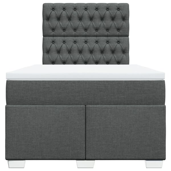 vidaXL Ł&oacute;żko kontynentalne z materacem, ciemnoszara tkanina 120x200 cm